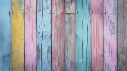 Colorful pastel painted wooden wall - texture or background; color toned