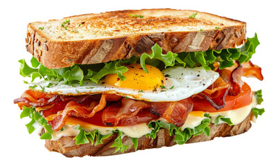 Open sandwich with egg and bacon, cut out - stock png.