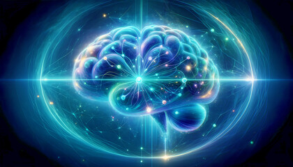 Brain powered by quantum computing, symbolizing the potential of quantum technology to enhance artificial intelligence.