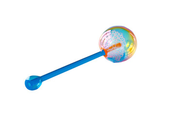 Plastic Toy With Blue Handle on White Background