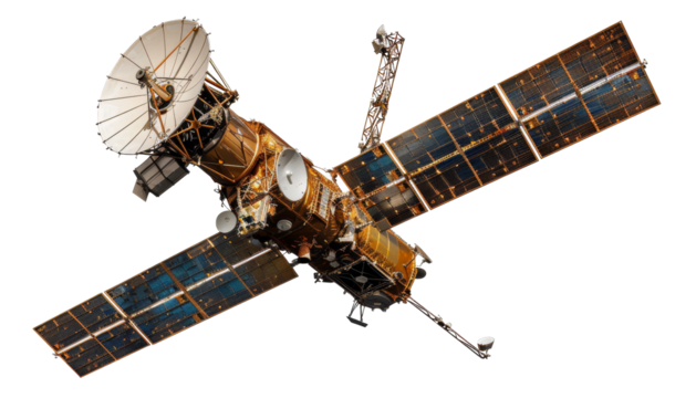 Detailed space satellite, cut out - stock png.