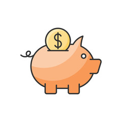 Color Line Piggy Bank vector icon