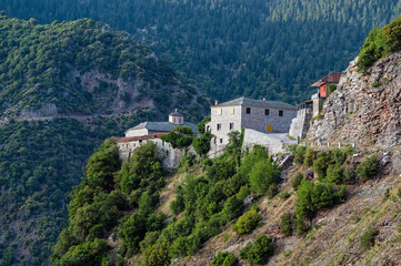 Obraz premium View of the Agios Panteleimon Monastery , dedicated to Saint Pantaleon, near the village of Asia in Thessaly, Greece