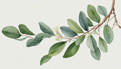 Obraz premium eucalyptus branch in watercolor style, isolated on a transparent background for design layouts
