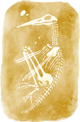 Pteranodon fossil in rock . Watercolor painting style . © stockdevil