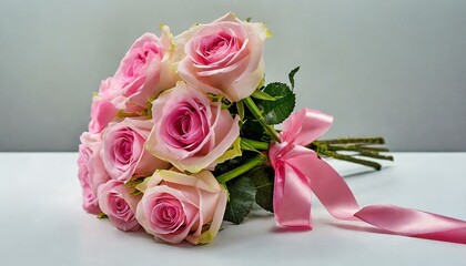Bukiet różowych róż na białym tle