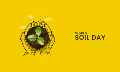 World Soil Day, Soil day design for social media banner, 3D Illustration