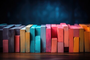Colorful Wooden Blocks Arrangement on Display