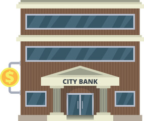 City bank facade. Building front. Architetcure exterior