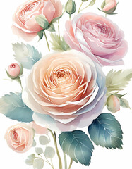 pink rose and ranunculus on a white background