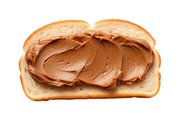 Chocolate spread on bread isolated on transparent or white background, png