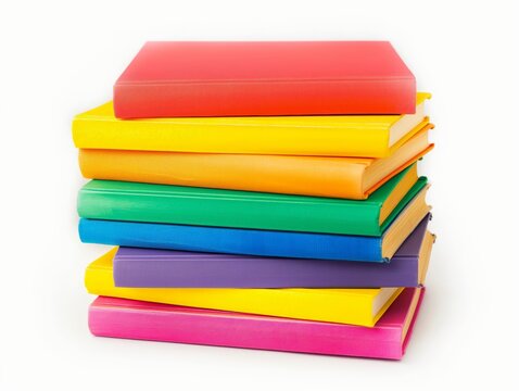 A vibrant stack of books with colorful covers, symbolizing education, learning, and literature.