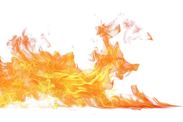 Intense Fire Close-Up on White Background