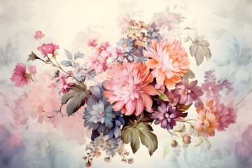 watercolor background with blossom