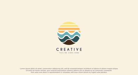Simple Wave Logo isolated on White Background. Flat Vector Logo Design. Template Element.