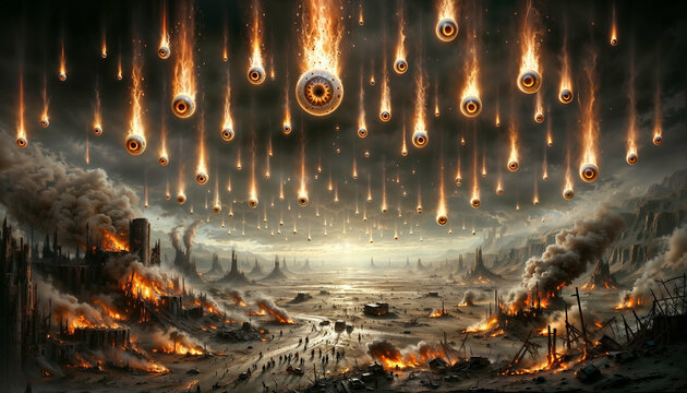 Apocalyptic Descent: The Fiery Eyeball Rain of Judgment