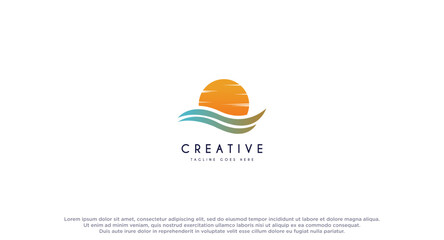 Ocean house, villa, resort logo design vector illustration.