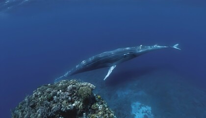 A Blue Whale Swimming Past A Coral Wall Its Size Upscaled 4