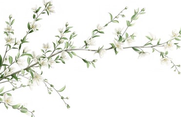 Flower branches on a white background in the spring