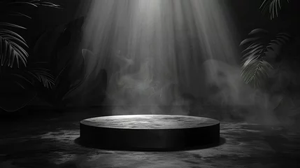 Fotobehang Podium black dark smoke background product platform abstract stage © Edgar Martirosyan