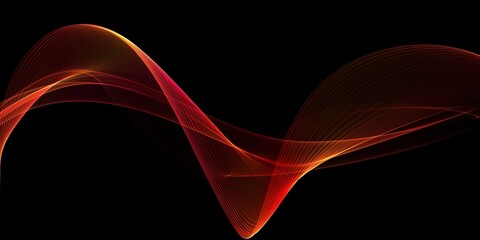 abstract red background, glowing waves in a dark background, curvy wallpaper design