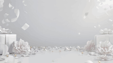 White balloons on a gray background. 3d rendering, 3d illustration.