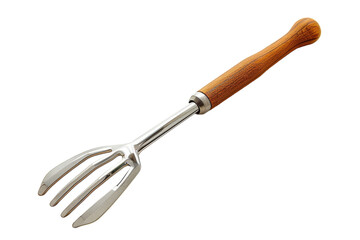 Wooden Handle Fork on White Background