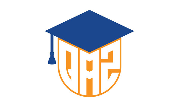 QAZ initial letter academic logo design vector template. school college logo, university logo, graduation cap logo, institute logo, educational logo, library logo, teaching logo, book shop, varsity