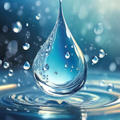 파란색 배경의 크고 맑은 물방울