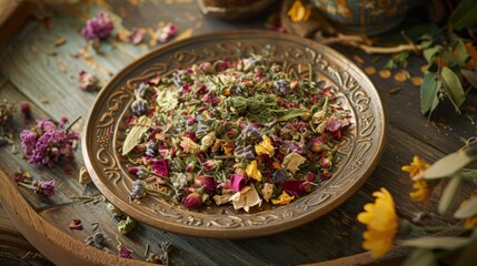 magical amulet of dried flowers.
