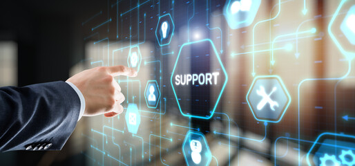 Technical Support Business Technology Internet Concept. Icon on virtual screen