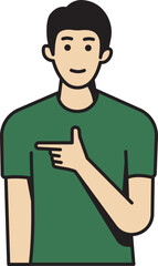 person pointing something outline style illustration