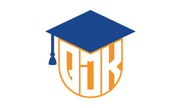 QDK initial letter academic logo design vector template. school college logo, university logo, graduation cap logo, institute logo, educational logo, library logo, teaching logo, book shop, varsity