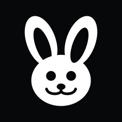 rabbit face icon on black 
