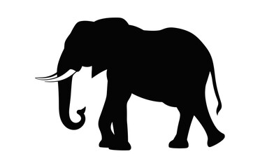 Elephant Silhouette isolated on a white background, African elephant Vector black Clipart