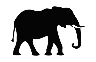 Elephant Silhouette Vector isolated on a white background, African elephant black Clipart
