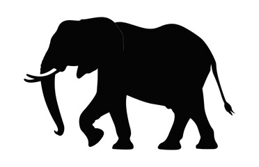 Elephant Silhouette Vector isolated on a white background, African elephant black Clipart