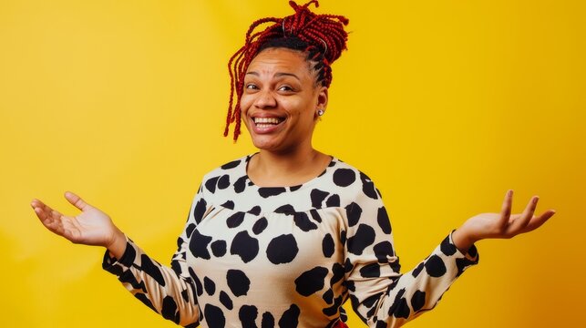 Expressive Black Woman With Red Braided Hair