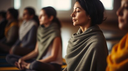 Guided restorative yoga with support for relaxation and rejuvenation