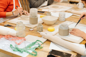 Sculpting Session: Middle-Aged Women Making Ceramics