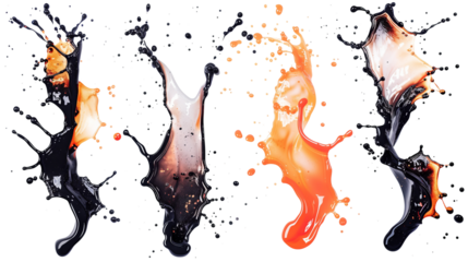 Set of orange and black splashes.