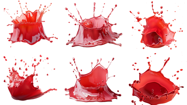 Set of red paint splashes.