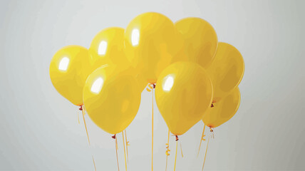 Yellow balloons on a grey background. 3d rendering, 3d illustration.