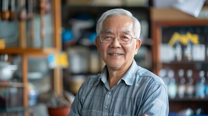 Obraz premium Portrait of Joyful Asian Small Business Owner in Smart Casual Attire