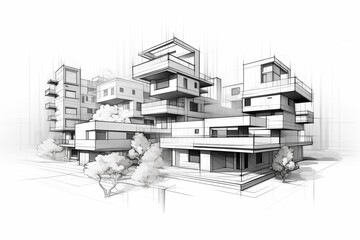 
architectural drawing 3d illustration
