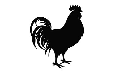 Cock Rooster vector black Silhouette, Rooster Clipart isolated on a white background