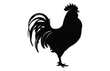 Rooster Silhouette isolated on a white background, Cock Rooster black vector