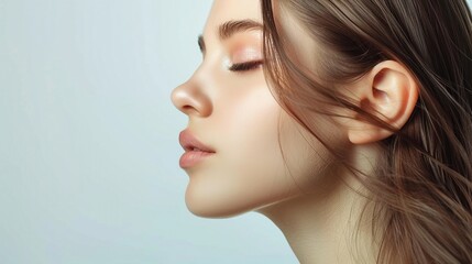 Elegant Profile Portrait of a Fresh and Stylish Young Woman
