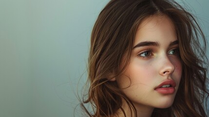 Elegant Profile Portrait of a Fresh and Stylish Young Woman