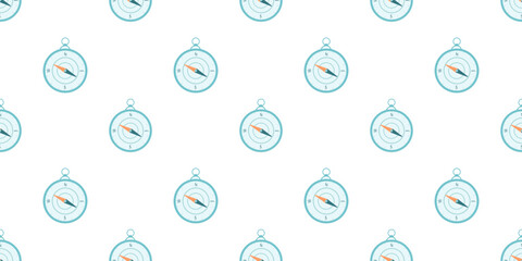 Seamless pattern with compass vector flat illustration isolated on white